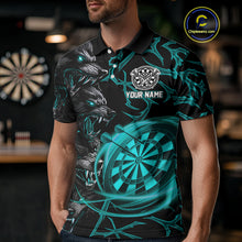Load image into Gallery viewer, Personalized Wolf Dart Shirts For Men Custom Lights Dartboard Darts Team Jerseys |Turquoise TDM4670