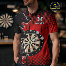 Load image into Gallery viewer, Personalized Red Grunge Wolf Darts Shirt For Men Custom Funny Darts Jersey Team Polo &amp; 1/4 Zip TDM4672