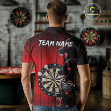 Load image into Gallery viewer, Personalized Red Grunge Wolf Darts Shirt For Men Custom Funny Darts Jersey Team Polo &amp; 1/4 Zip TDM4672