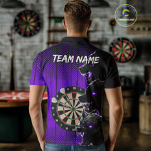 Load image into Gallery viewer, Personalized Purple Grunge Wolf Darts Shirt For Men Custom Funny Darts Jersey Team Polo &amp; 1/4 Zip TDM4673