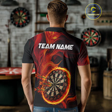 Load image into Gallery viewer, Red Flaming Dartboard Shirt For Men Custom Fire Darts Jersey Polo &amp; Quarter Zip Team Uniform TDM4675