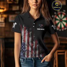 Load image into Gallery viewer, Customized American Flag Smoke Darts Shirt For Women, Patriotic Darts Jersey Team Polo &amp; 1/4 Zip TDM4887