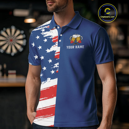 Darts And Beer That's Why I'm Here Funny Dart Shirt For Men Custom Patriotic US Flag Dart Jersey TDM4888