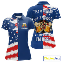 Load image into Gallery viewer, Darts And Beer That&#39;s Why I&#39;m Here Funny Dart Shirt For Women Custom Patriotic US Flag Dart Jersey TDM4888