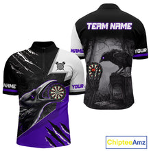 Load image into Gallery viewer, Personalized Raven Darts Shirt For Men Custom Black And Purple Gothic Darts Team Jersey TDM5092