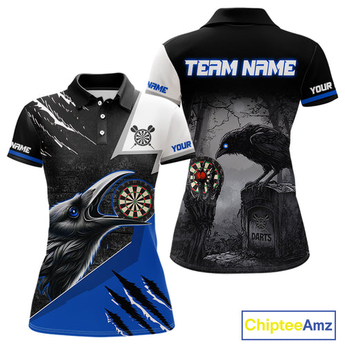 Personalized Raven Darts Shirt For Women Custom Black And Blue Gothic Darts Team Jersey TDM5093