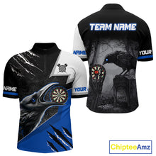 Load image into Gallery viewer, Personalized Raven Darts Shirt For Men Custom Black And Blue Gothic Darts Team Jersey TDM5093