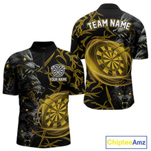 Load image into Gallery viewer, Personalized Wolf Dart Shirts For Men Custom Lights Dartboard Darts Team Jerseys |Gold TDM5094