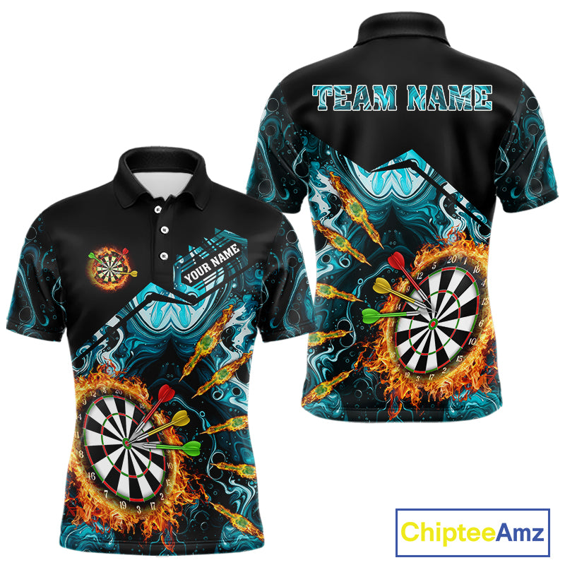 Personalized Turquoise Dartboard Fire Marble Darts Shirt For Men Custom Darts Team Jersey Outfit TDM5097