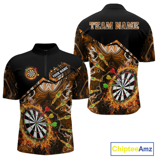 Personalized Orange Dartboard Fire Marble Darts Shirt For Men Custom Darts Team Jersey Outfit TDM5098