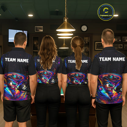 Funny Colorful Tornado 8 Ball Billiard Shirt For Women Custom Pool Team Shirt, Billiard Jersey TDM5574