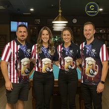 Load image into Gallery viewer, American Flag Funny Beer 8 Ball Billiard Shirt For Women Custom Patriotic Pool Team Jersey TDM5577