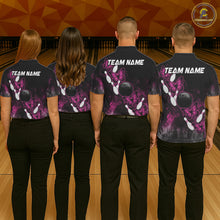 Load image into Gallery viewer, Pink Black Custom Butterfly Bowling Shirt For Women, Smoke Bowling Team Jersey Polo &amp; 1/4 Zip Shirt TDM6423
