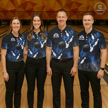 Load image into Gallery viewer, Black And Blue Custom Butterfly Bowling Shirt For Men, Smoke Bowling Team Jersey Polo &amp; 1/4 Zip TDM6424
