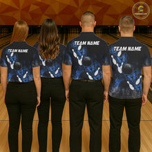 Load image into Gallery viewer, Black And Blue Custom Butterfly Bowling Shirt For Men, Smoke Bowling Team Jersey Polo &amp; 1/4 Zip TDM6424