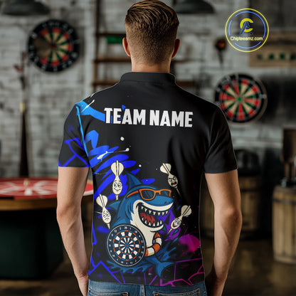 Funny Shark Darts Shirt For Men – Custom Dart Team Jersey | Polo & Quarter Zip Darts Shirt Style TDM4077