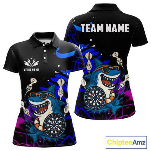 Funny Shark Darts Shirt For Women – Custom Dart Team Jersey | Polo & Quarter Zip Darts Shirt Style TDM4077