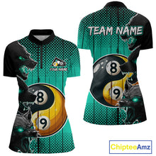 Load image into Gallery viewer, Funny Yin Yang Eyes Of Wolf Billiard Shirts For Women Custom 8 &amp; 9 Ball Billiard Jersey|Turquoise TDM4441