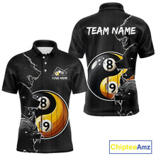 Load image into Gallery viewer, Funny Yin Yang Eyes Of Wolf Billiard Shirts For Men Custom 8 &amp; 9 Ball Billiard Jersey | Black TDM4442