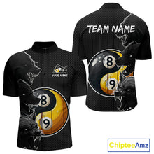 Load image into Gallery viewer, Funny Yin Yang Eyes Of Wolf Billiard Shirts For Men Custom 8 &amp; 9 Ball Billiard Jersey | Black TDM4442