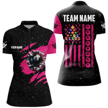 Load image into Gallery viewer, Breast Cancer American Flag Custom Pink And Black Women Billiard Shirts, Patriotic Billiard Jerseys TDM2360