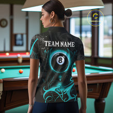 Load image into Gallery viewer, Personalized Black &amp; Turquoise 8 Ball Wings Billiard Shirt For Women Custom Tribal Pool Team Jersey TDM4686