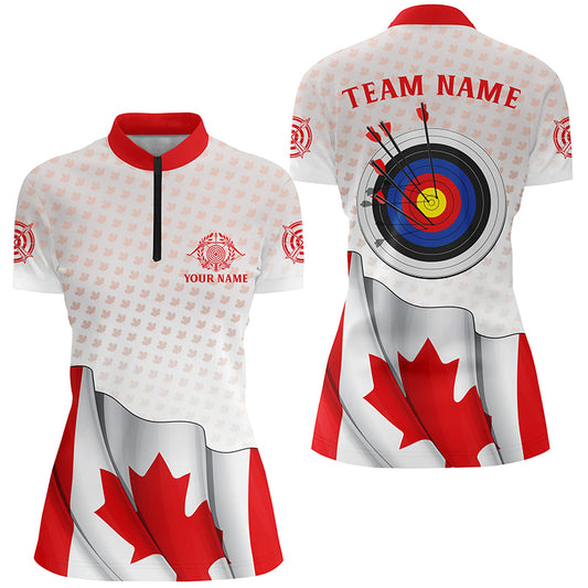 Customized Canadian Archery 3d Target Women Quarter-Zip Shirts Best Patriotic Archery Shirts TDM0450