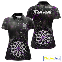 Load image into Gallery viewer, Personalized Purple Break Glass Darts Shirt For Women Custom Darts Team Jersey Polo &amp; 1/4 Zip TDM5101