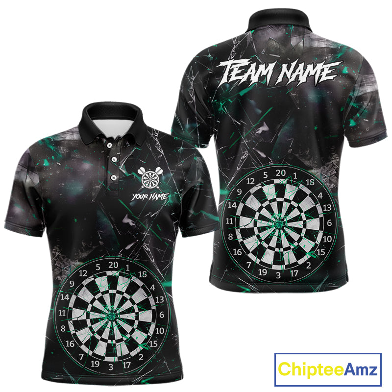 Personalized Turquoise Break Glass Darts Shirt For Men Custom Darts Team Jersey Polo & 1/4 Zip TDM5102
