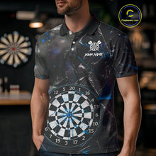 Load image into Gallery viewer, Personalized Blue Break Glass Darts Shirt For Men Custom Darts Team Jersey Polo &amp; 1/4 Zip TDM5103