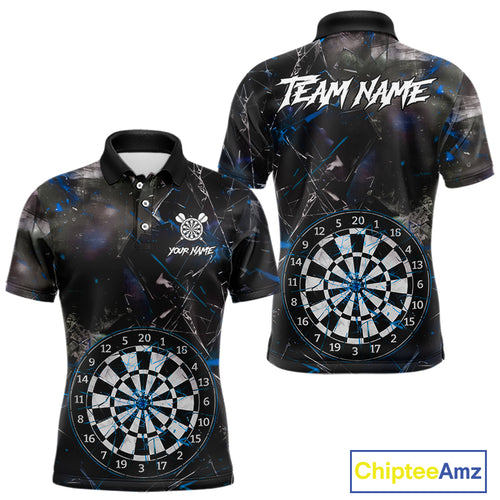 Personalized Blue Break Glass Darts Shirt For Men Custom Darts Team Jersey Polo & 1/4 Zip TDM5103