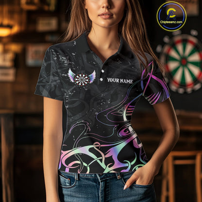 Holographic Arrow Wings Custom Dart Shirt For Women, Dart Jersey Pocket Option TDM5330