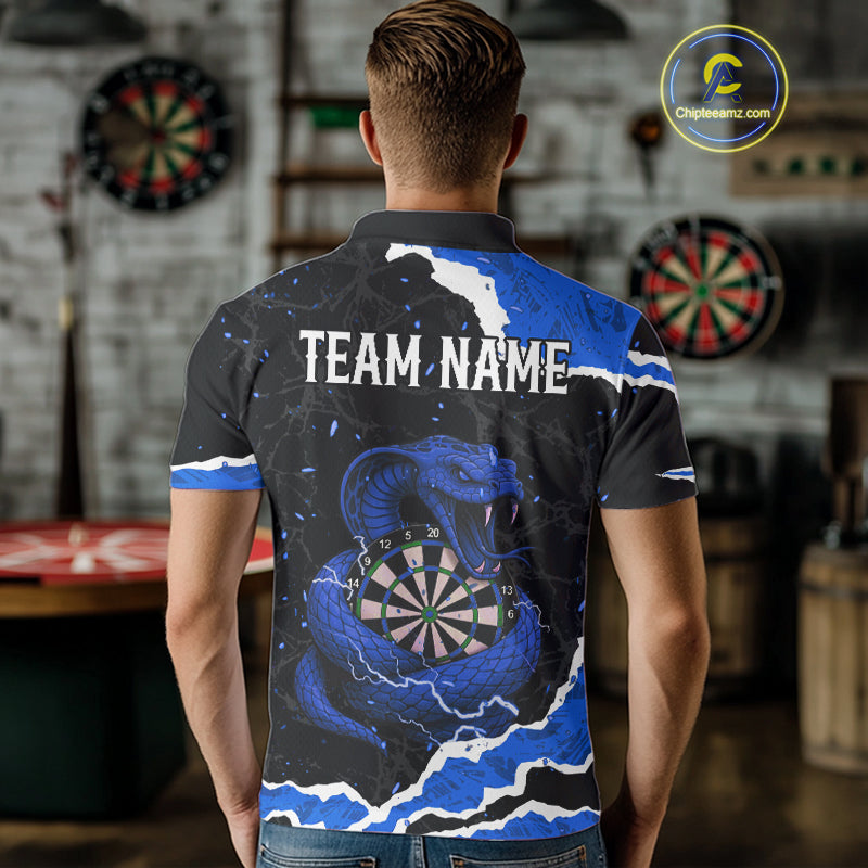 Black And Blue Dartboard Cobra Snakes Darts Polo & 1/4 Zip Custom Mens Darts Shirt, Darts Jersey TDM5338