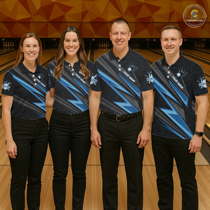 Black And Blue Bowling Jersey For Men Custom Bowling Tournament Team Shirt Polo & 1/4 Zip TDM5821