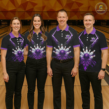 Load image into Gallery viewer, Custom Purple Bowling Jersey For Women, Crystal Lighting Bowling League Shirt Team Polo &amp; 1/4 Zip TDM6428