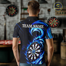 Load image into Gallery viewer, Black And Blue Flame Darts Shirt For Men, Custom Darts League Team Jersey Polo &amp; Quarter Zip TDM6631