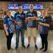 Load image into Gallery viewer, Black And Blue Flame Darts Shirt For Women, Custom Darts League Team Jersey Polo &amp; Quarter Zip TDM6631