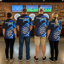 Load image into Gallery viewer, Black And Blue Flame Darts Shirt For Women, Custom Darts League Team Jersey Polo &amp; Quarter Zip TDM6631