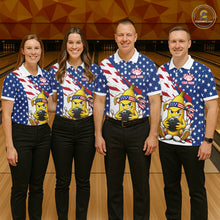 Load image into Gallery viewer, Funny Banana American Flag Bowling Jersey For Women, Custom Patriotic Bowling Shirts Polo &amp; 1/4 Zip TDM6636