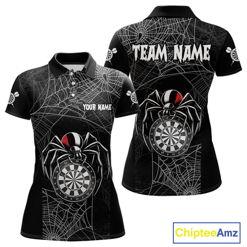 Funny Black Dartboard Spider Web Darts Shirt For Women Custom Halloween Darts Jerseys Outfit TDM4447