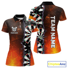Load image into Gallery viewer, Personalized Fiery Orange Dartboard Crack Darts Shirt For Women, Funny Darts Jersey Polo &amp; 1/4 Zip TDM4449
