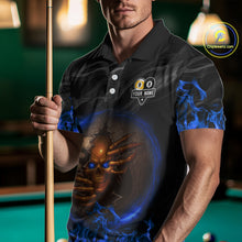 Load image into Gallery viewer, Funny Skull Billiard 8 Ball &amp; 9 Ball Pool Shirt For Men Custom Blue Flaming Billiard Team Jerseys TDM4453