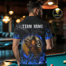 Load image into Gallery viewer, Funny Skull Billiard 8 Ball &amp; 9 Ball Pool Shirt For Men Custom Blue Flaming Billiard Team Jerseys TDM4453