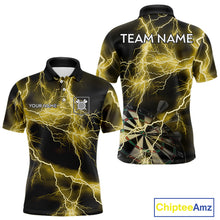 Load image into Gallery viewer, Thunder Lightning Yellow Darts Shirt With Pocket For Men Custom Dart Jersey TDM4695