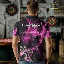 Load image into Gallery viewer, Thunder Lightning Pink Darts Shirt With Pocket For Men Custom Dart Jerseys TDM4696