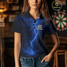 Load image into Gallery viewer, Blue Lightning Thunder Cobra Darts Shirt For Women Custom Darts League Team Jersey Polo &amp; 1/4 Zip TDM4895