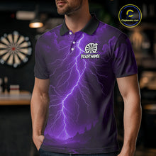 Load image into Gallery viewer, Purple Lightning Thunder Cobra Darts Shirt For Men Custom Darts League Team Jersey Polo &amp; 1/4 Zip TDM4896