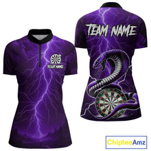 Load image into Gallery viewer, Purple Lightning Thunder Cobra Darts Shirt For Women Custom Darts League Team Jersey Polo &amp; 1/4 Zip TDM4896