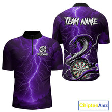 Load image into Gallery viewer, Purple Lightning Thunder Cobra Darts Shirt For Men Custom Darts League Team Jersey Polo &amp; 1/4 Zip TDM4896