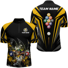 Load image into Gallery viewer, Funny 9 Ball Cowhand Billiard Shirts For Men Custom Yellow Black 9 Ball Pool Billiard Jerseys TDM3106